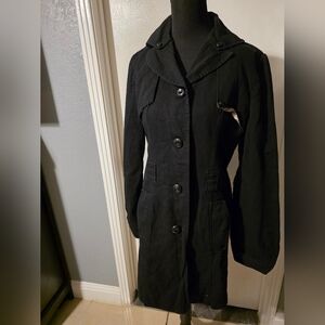 Black Tulle Jacket Size L With Cream Striped Interior